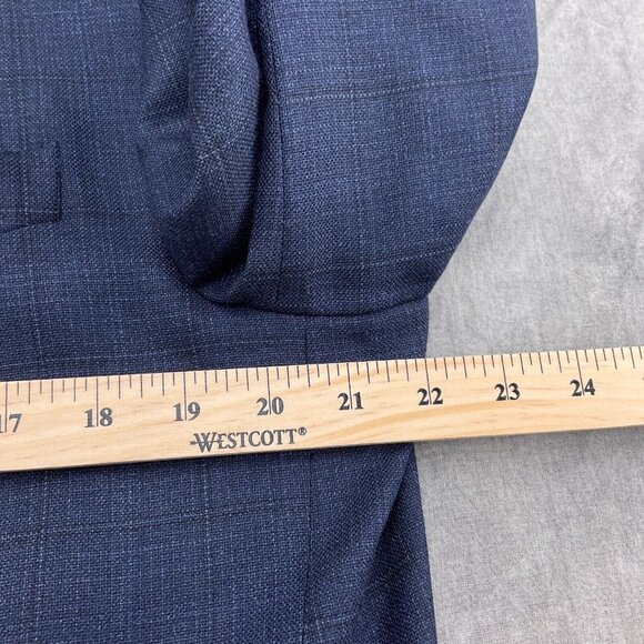 Joseph Abboud Blazer Men 42 Blue Window‎ Pane Plaid Classic Jacket Union USA VTG - Picture 5 of 13